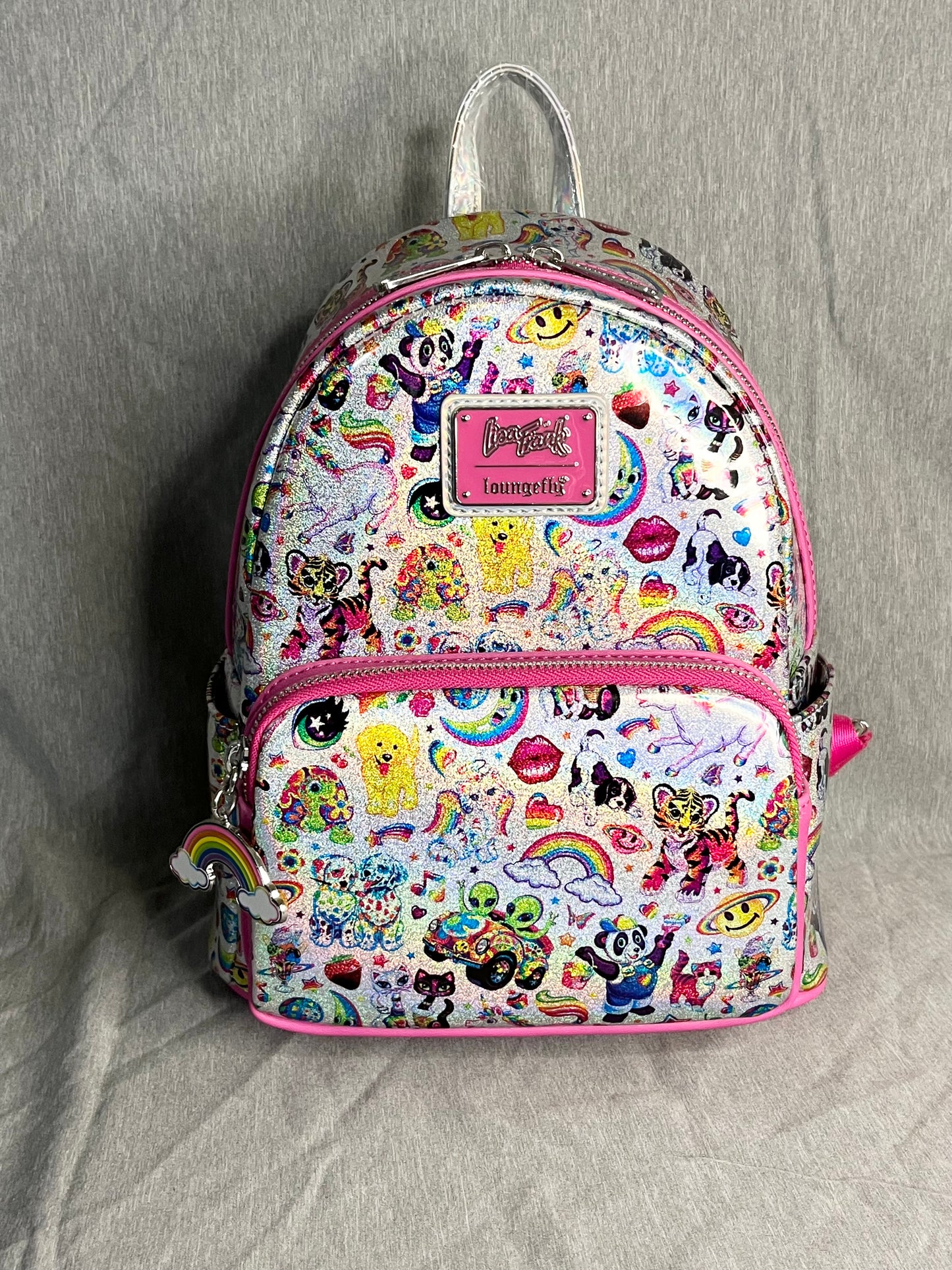 Loungefly Lisa Frank Prism Holographic Iridescent StickerMini Backpack