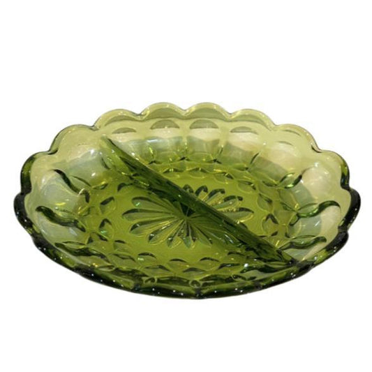 Anchor Hocking Avocado Green Divided Relish Dish