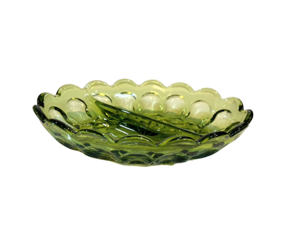 Anchor Hocking Avocado Green Divided Relish Dish