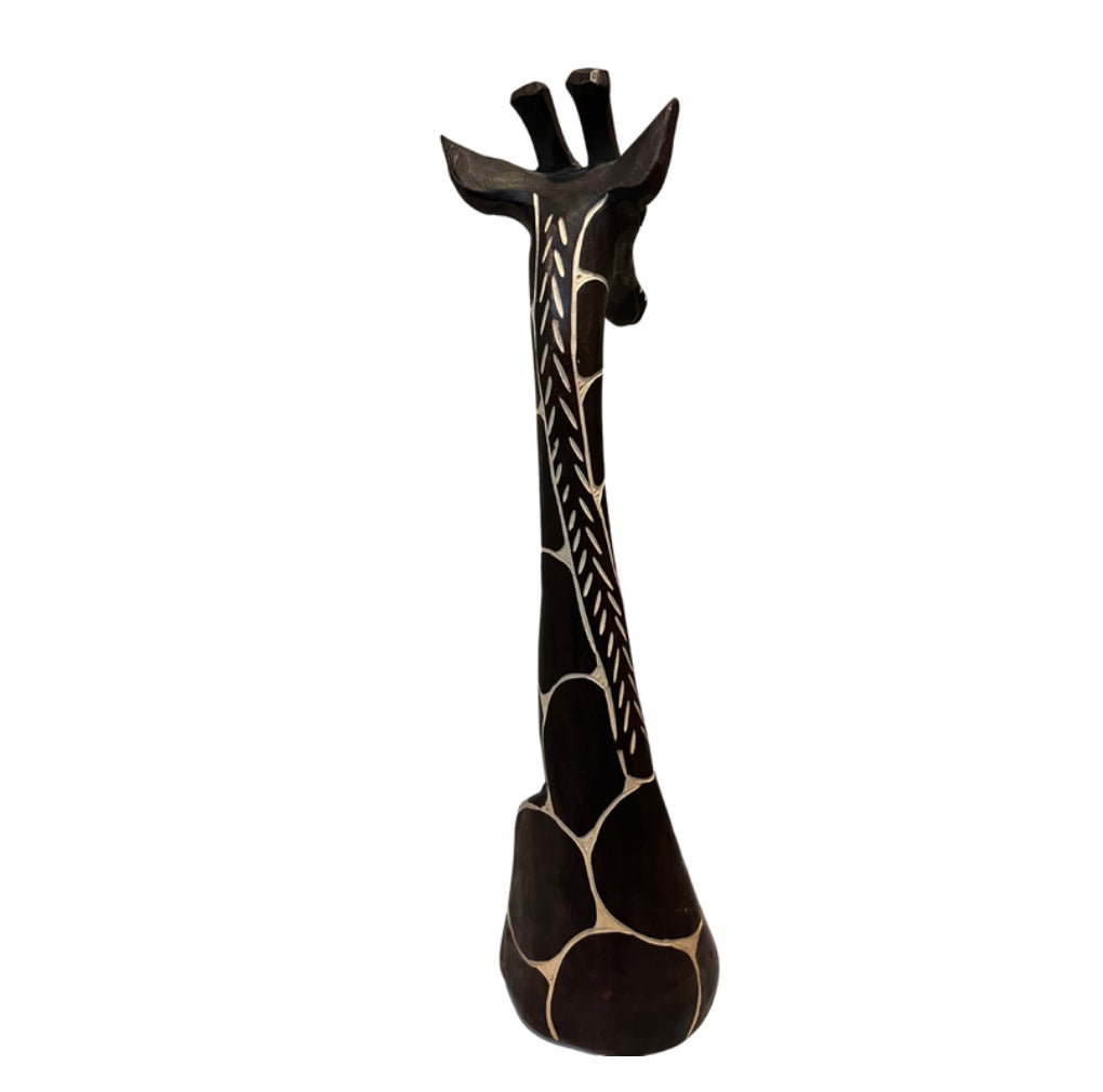 15 1/2” Tall African Hand Painted Wood Carved Giraffe Head/Bust