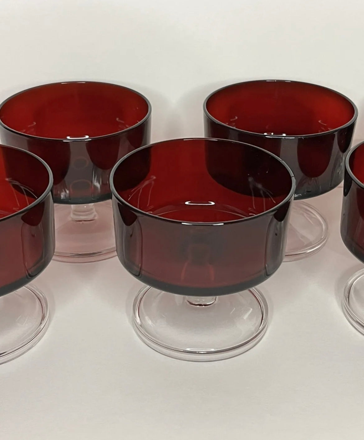 Luminarc Arcoroc France Ruby Red Stem Champagne / Dessert  Glasses