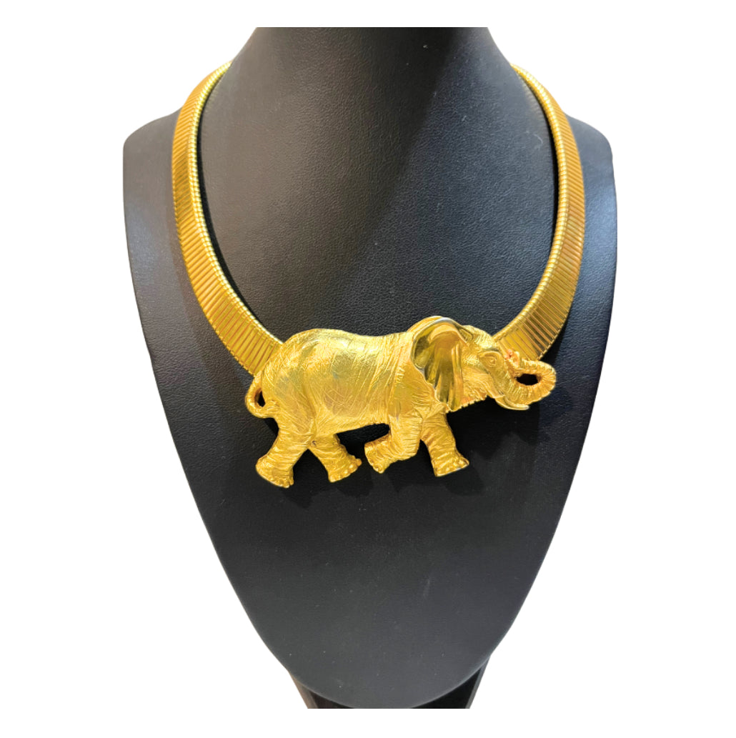 1995 Doreen Ryan Oversized
Gold Elephant Choker
Necklace