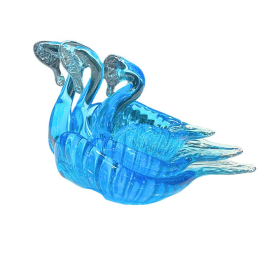 Vintage Aqua Blue Art Glass Nesting Swans Trinket Dishes Set of 3