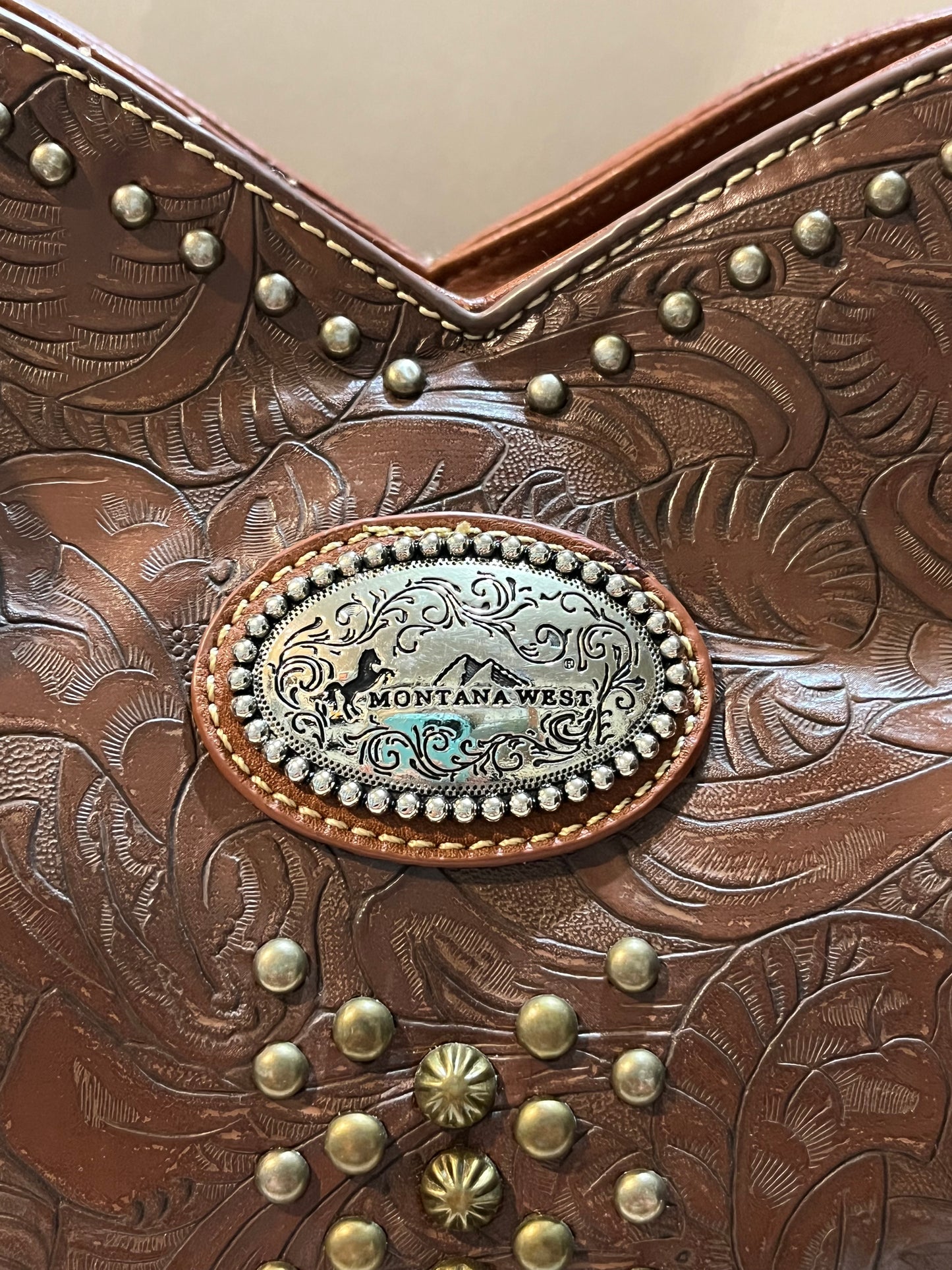 Montana West Embossed  Studded Concealed Carry Purse