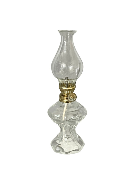 Small Vintage Clear Glass Oil Lamp