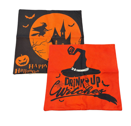 New Set of 2 Halloween Pillow Covers 17.5" by 17.5"