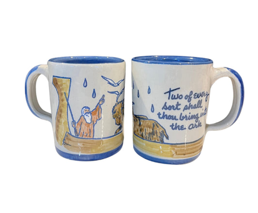 Set of 2 Louisville Stoneware Noah's Ark “Two of Every Sort” Lions Goats 12-oz Coffee Mugs