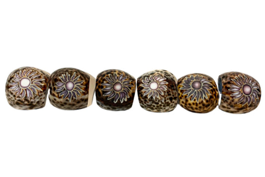 Beautiful Carved Leopard Cowrie Shell Napkin Rings Set of 6