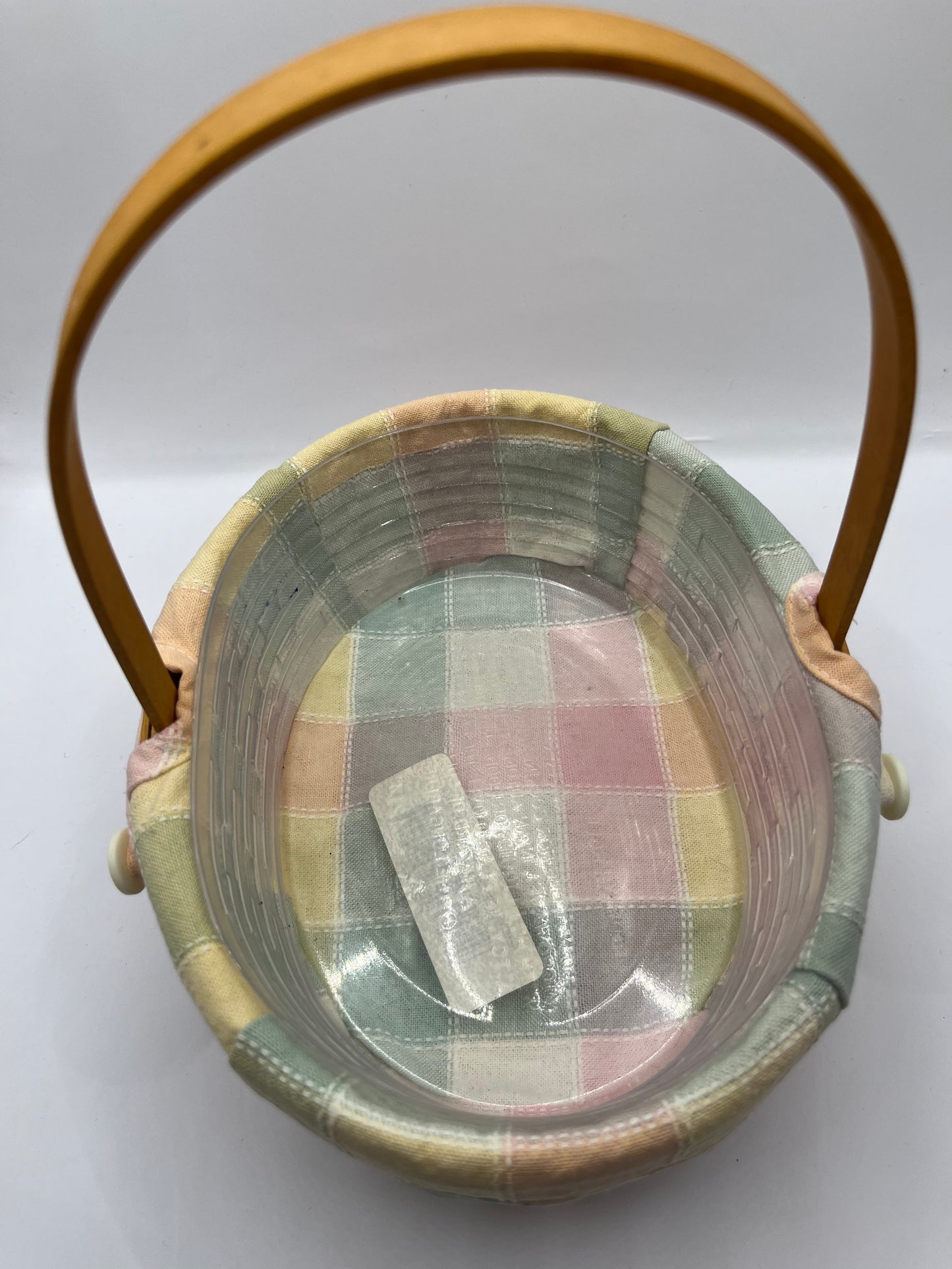 2002 Signed Longaberger Basket With Pastel Linen Liner and Basket Protector