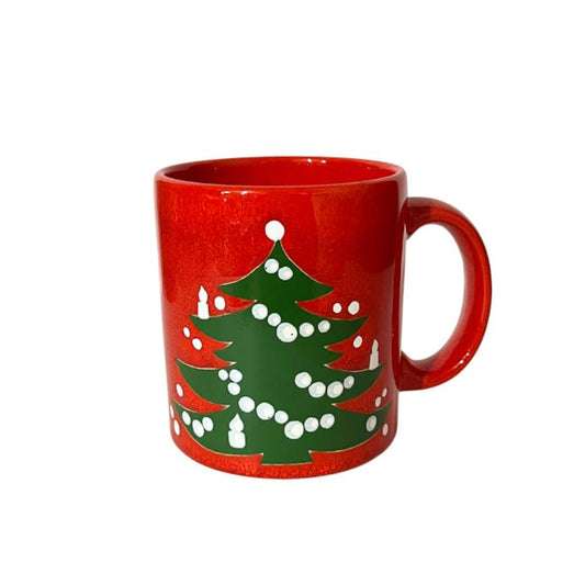 Waechtersbach Vintage Christmas Mug Red with Christmas Tree Germany