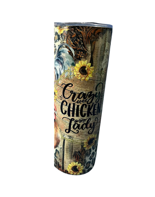 Custom Made Crazy Chicken Lady Steel Tumbler- NEW