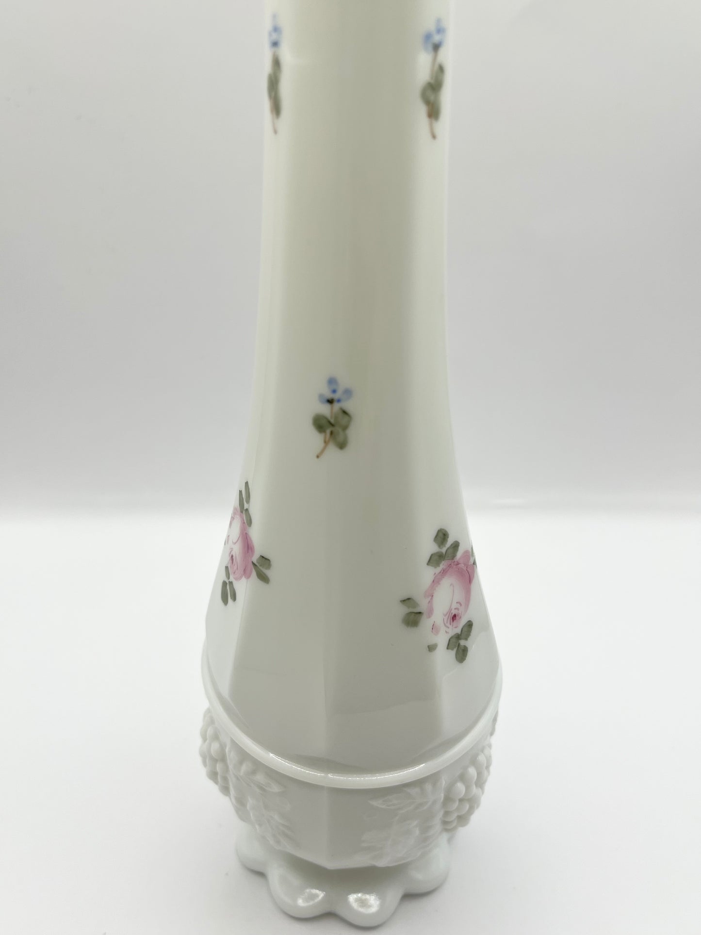 Vintage Westmorland Milk Glass Swung Vase, Hand Painted