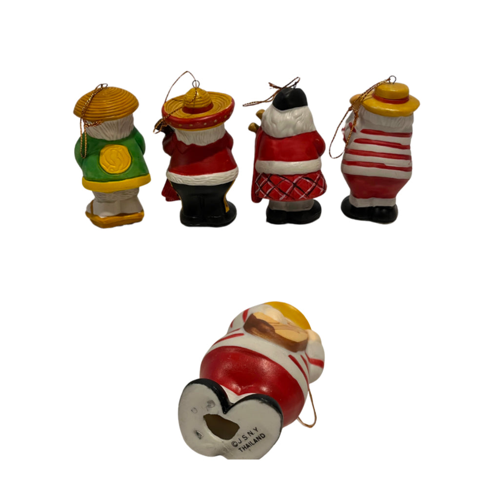 Vintage Santas Around The World Ornaments, Asia Scotland Italy Mexico