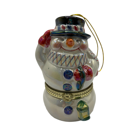 Mr. Christmas Animated  Porcelain Snowman Music Box Ornament