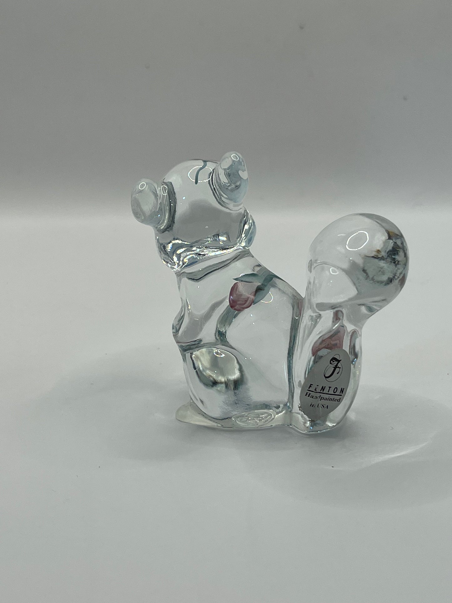 Signed Hand Painted 1980s Fenton Opalescent Squirrel