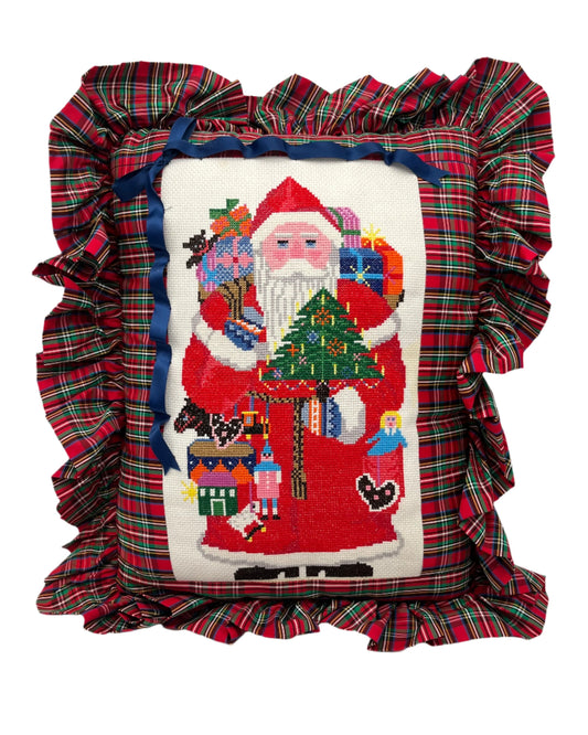 Prairie Schooler Santa 1991 Cross Stitch Complete Pillow Christmas Stitching