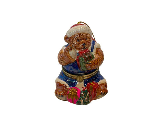 Mr. Christmas Animated  Porcelain Teddy Bear Music Box Ornament