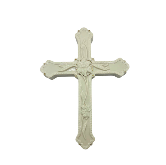 Vintage Lenox Treasures Collection Cross Lily Wall Crucifix Ornate Ivory