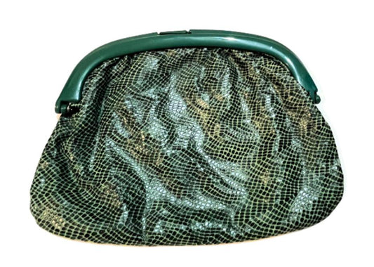 Vintage Italian Dark Green Reptilien Clutch Forest Green