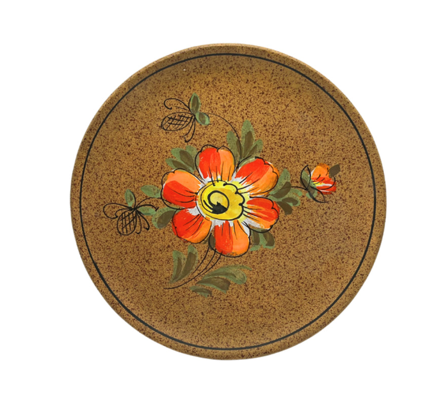 VNT Oversized Cup & Plate Splattered Brown Red Flower Made in Italy