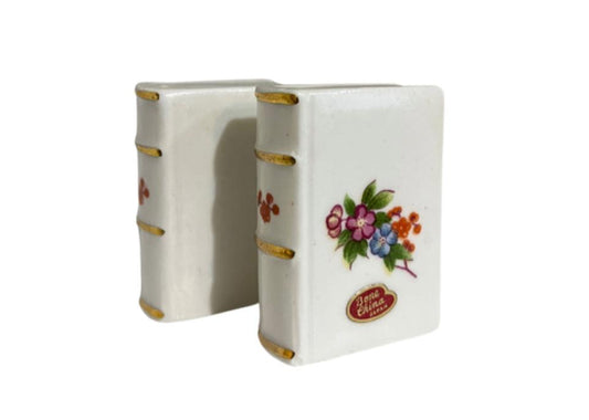 Mid Century Bone China Mini Book Salt and Pepper Shakers made in Japan