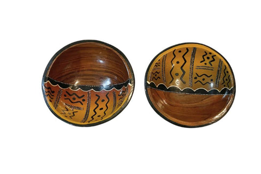 Set of 2 Vintage African Bowls Wood Carved Tribal Decorative