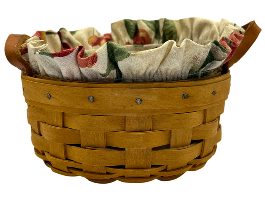 Longaberger Country Fruit Basket with Leather Handles Small Size