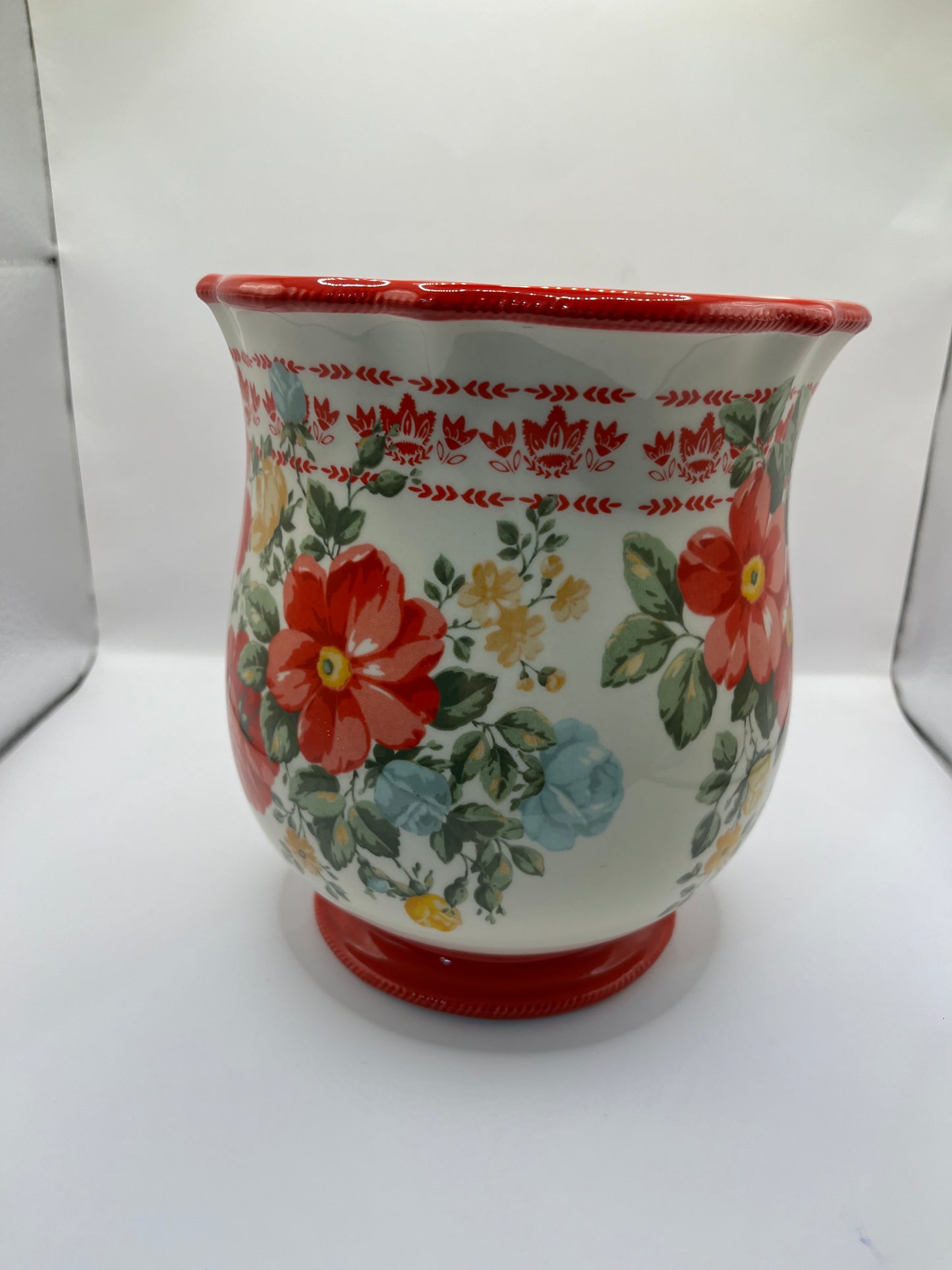 Pioneer Woman Large Floral Utensil Crock