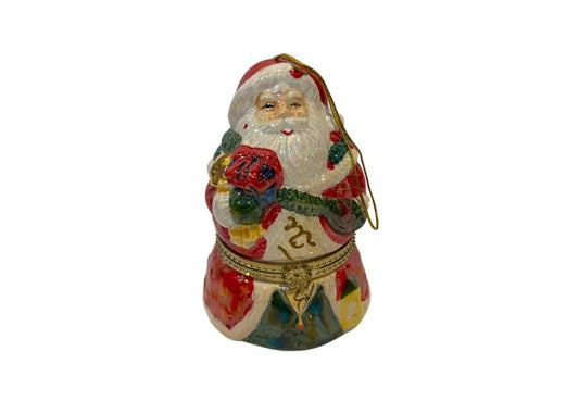 Mr. Christmas Animated  Porcelain Santa with Wreath Music Box Ornament