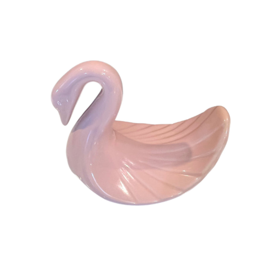 Vintage Peachy Pink Ceramic Swan Towel Holder