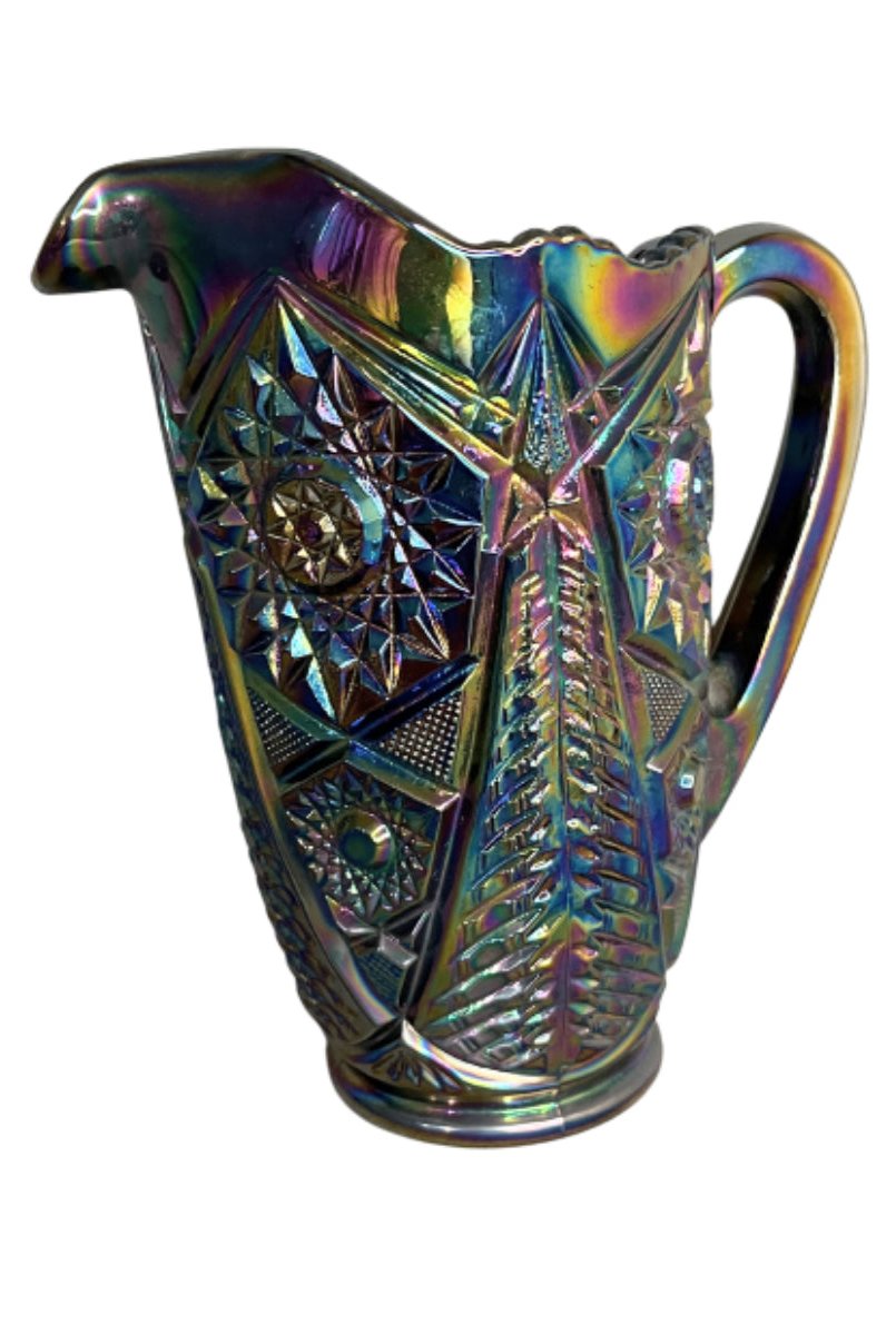 LE Smith Amethyst Carnival Hobstar Variant Pitcher