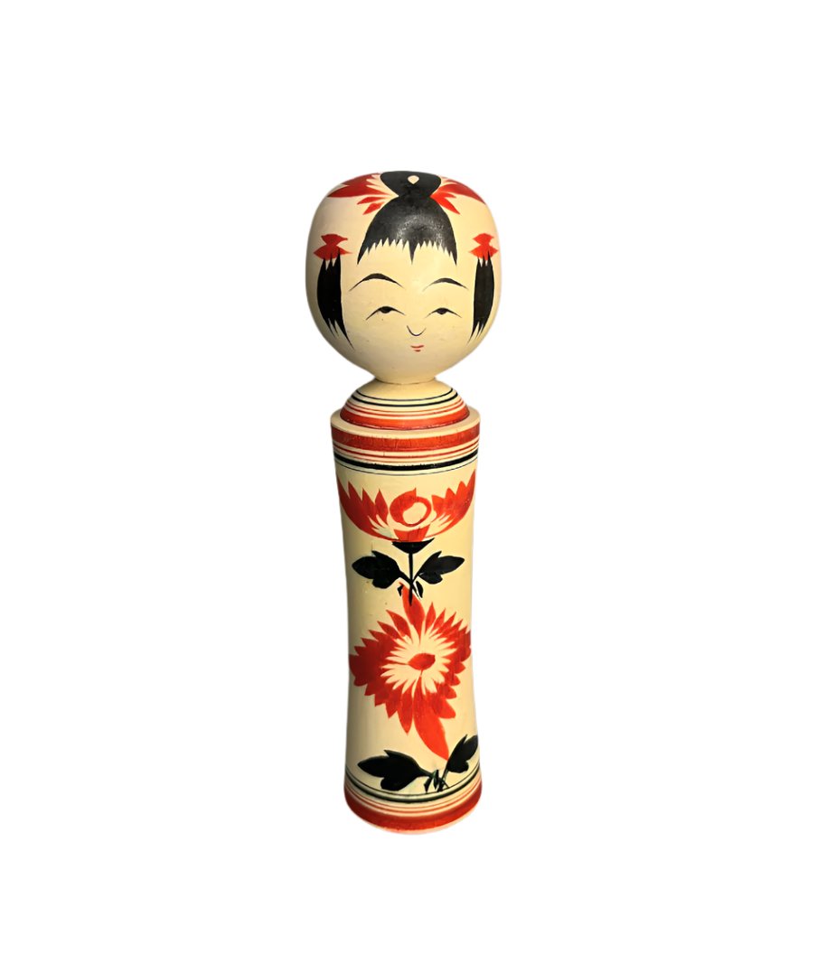 Traditional Kokeshi Doll Vintage Tougatta Style, Artist Signed with original Price Tag