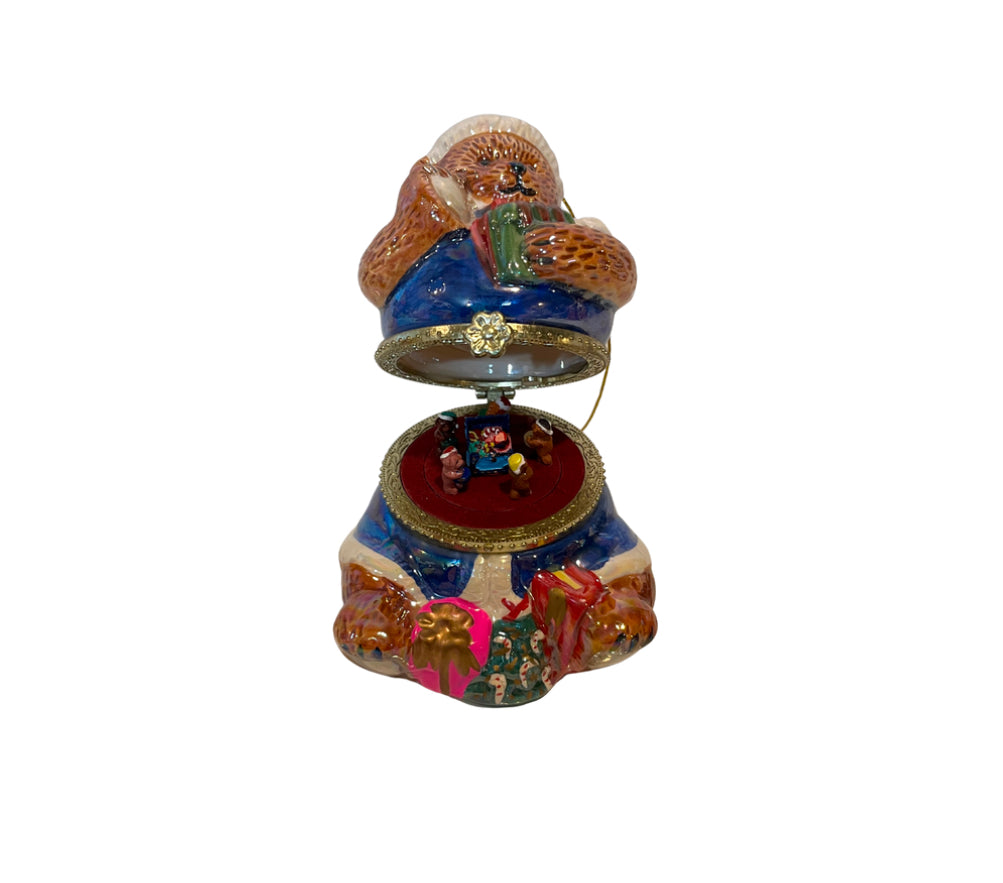 Mr. Christmas Animated  Porcelain Teddy Bear Music Box Ornament