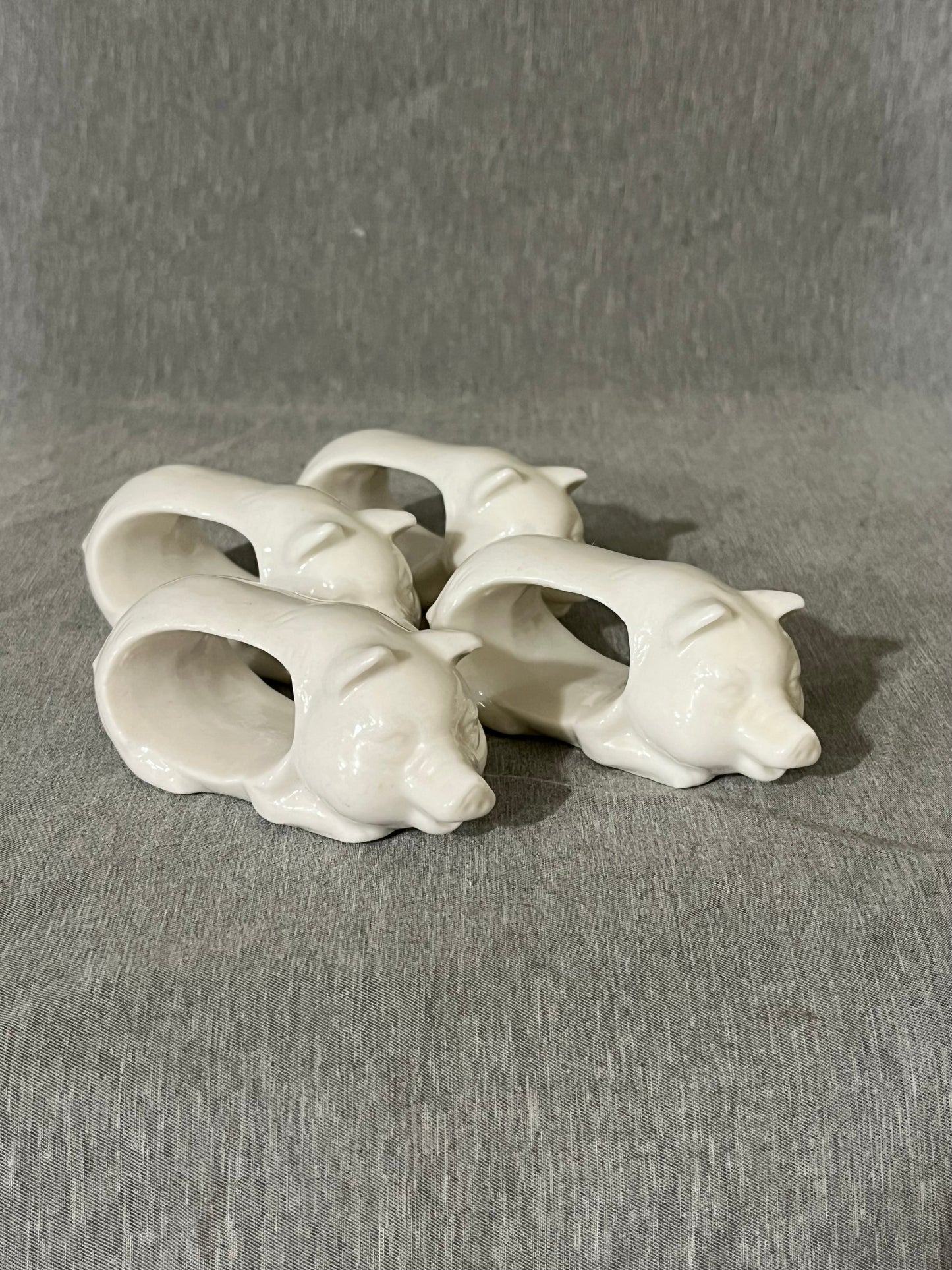 Set of 4 Vintage Shafford Pig Napkin Rings