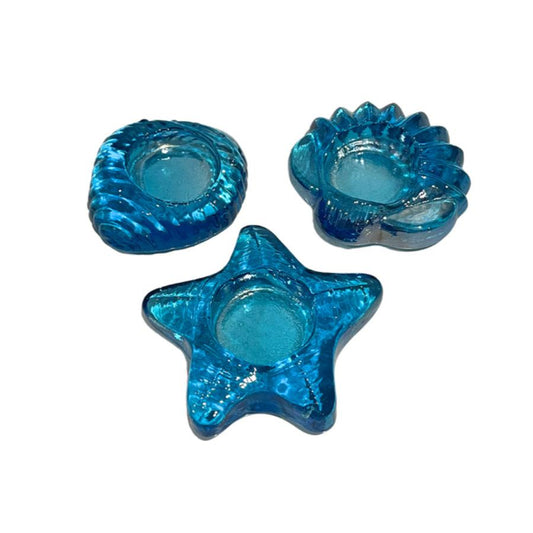 Set of 3 Blue Seashell Candle Votive Holders