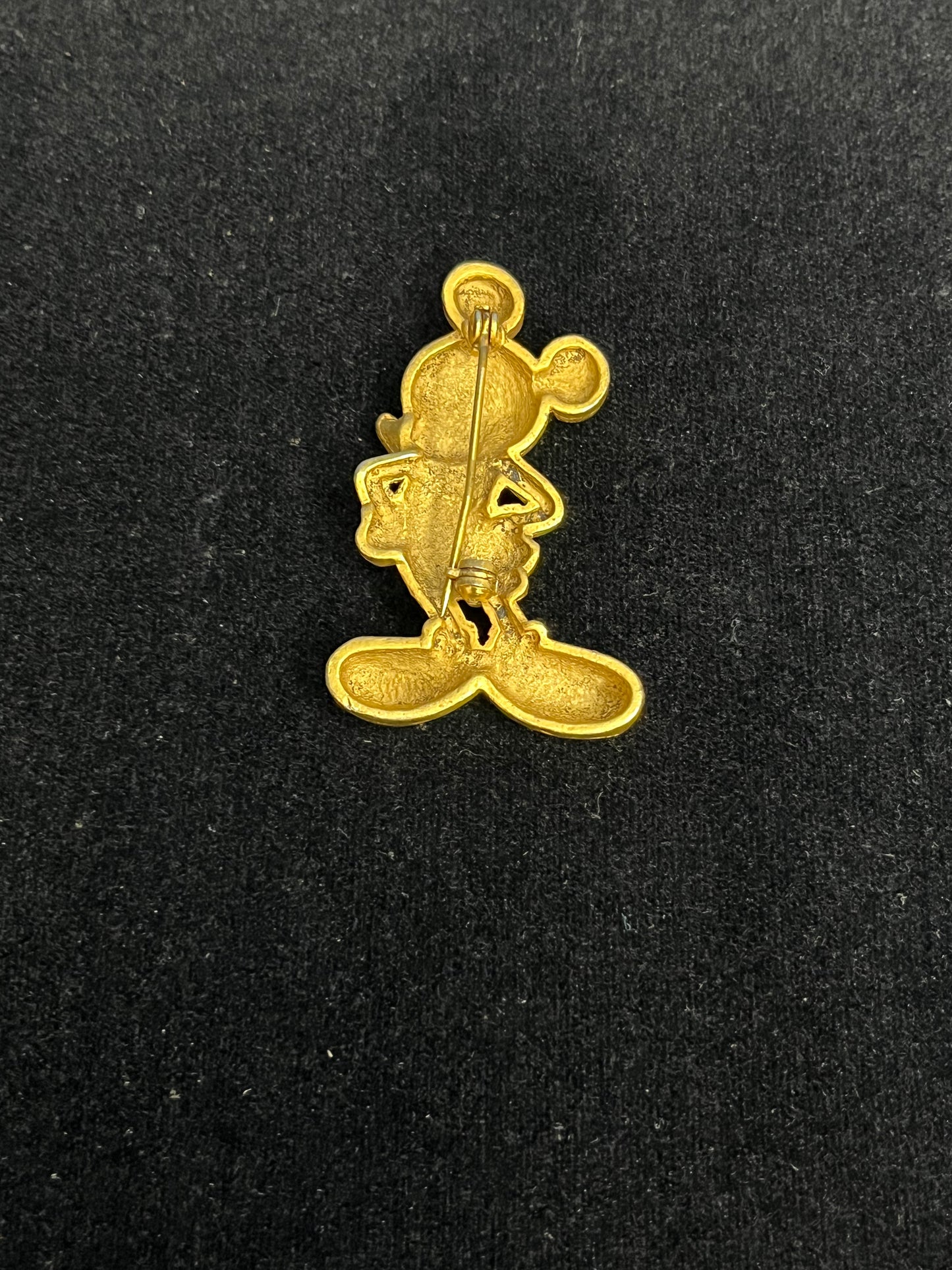 Mickey Mouse VTG Brass  Red Black Enamel Brooch