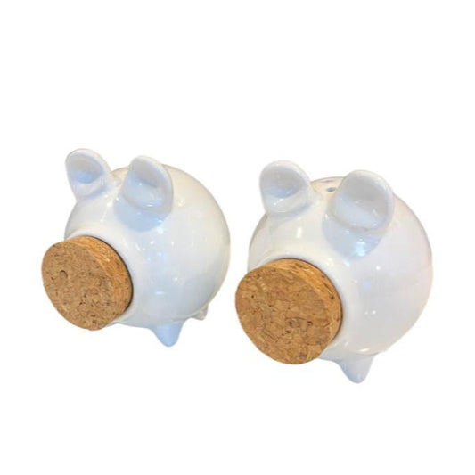 Ceramic Pigs Salt & Pepper Shaker Set with Large Corks New