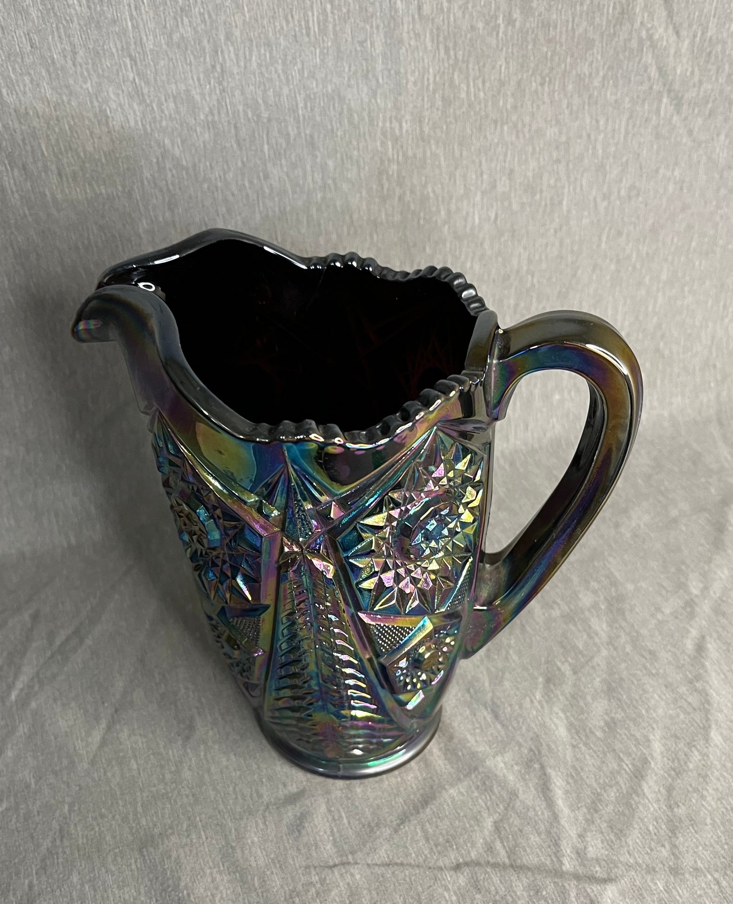 LE Smith Amethyst Carnival Hobstar Variant Pitcher