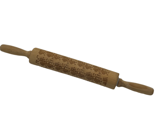 Wooden Leaser Carved Fall, Embossed Rolling Pin