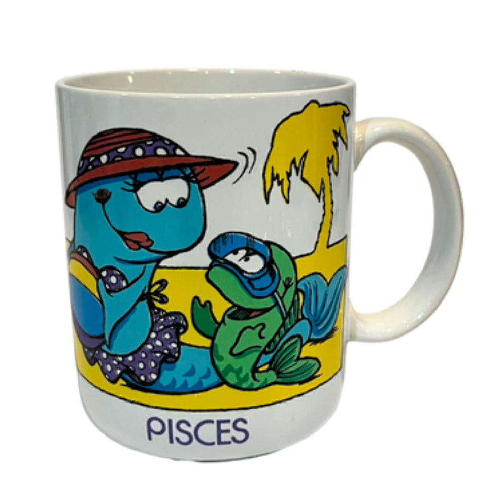 Vintage 90s PISCES Zodiac Sign Fish Humor Coffee Mug