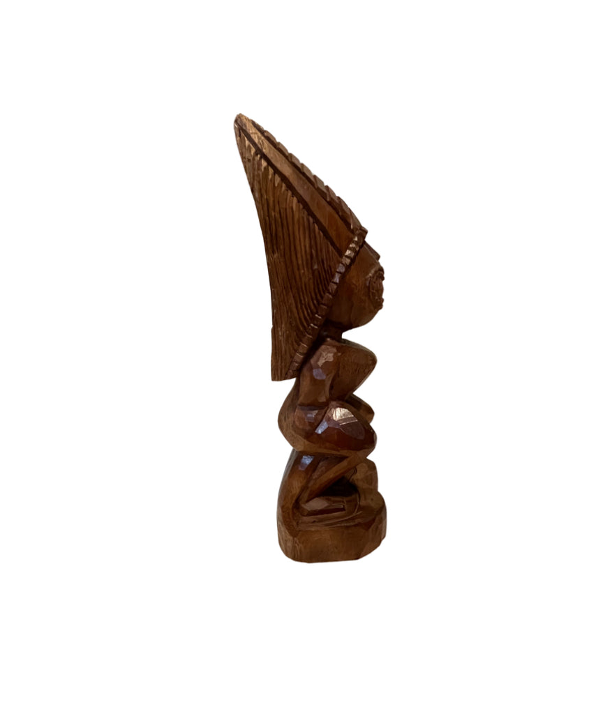 12.25" Makana Hut Tiki Hand Carved Feminine Tropical Art Statue