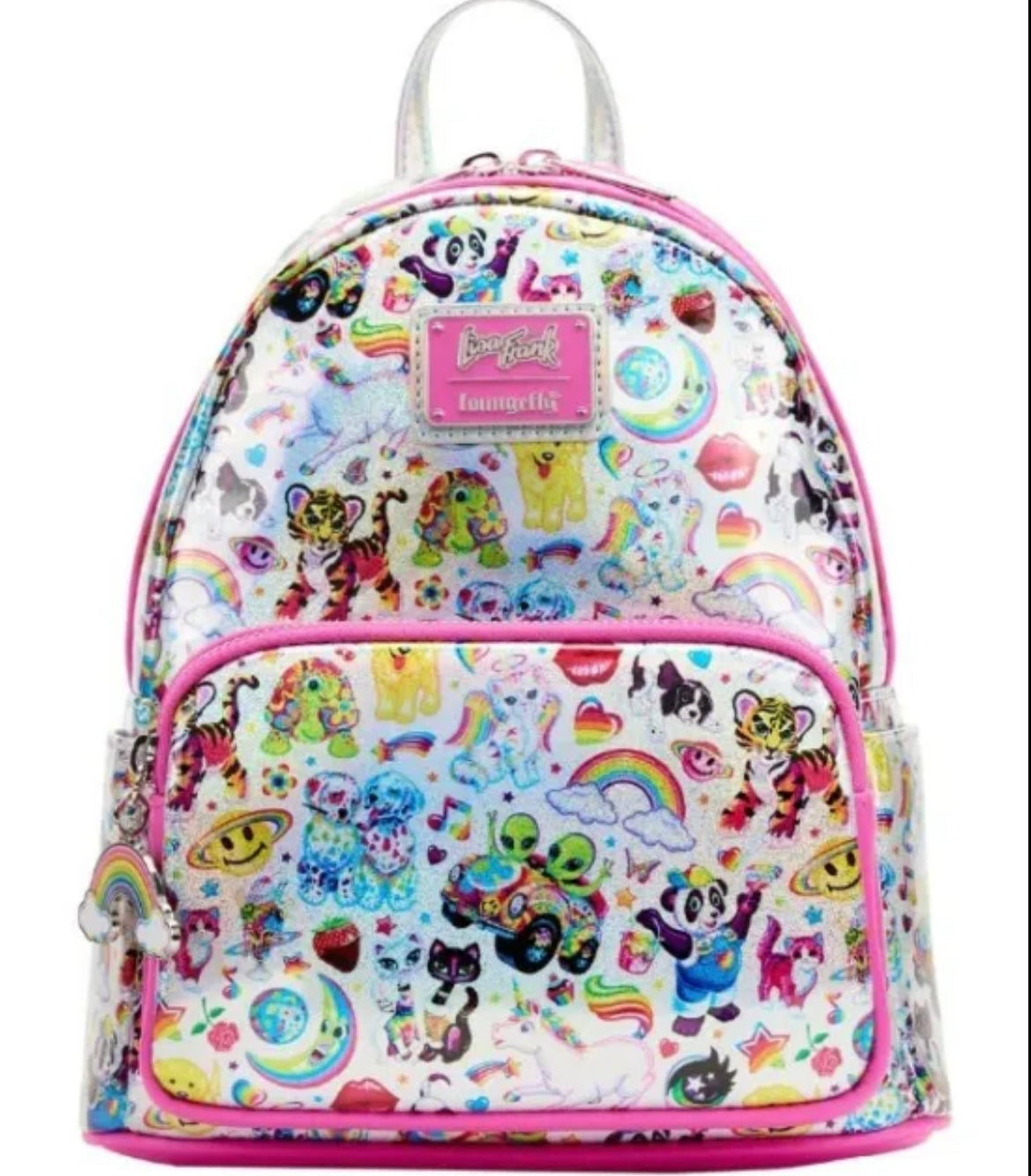 Loungefly Lisa Frank Prism Holographic Iridescent StickerMini Backpack