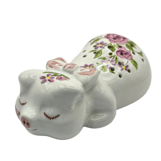 Ceramarte Brazil Porcelain Potpourri Sleeping Pig Sachet 1978 Avon