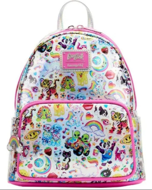 Loungefly Lisa Frank Prism Holographic Iridescent StickerMini Backpack