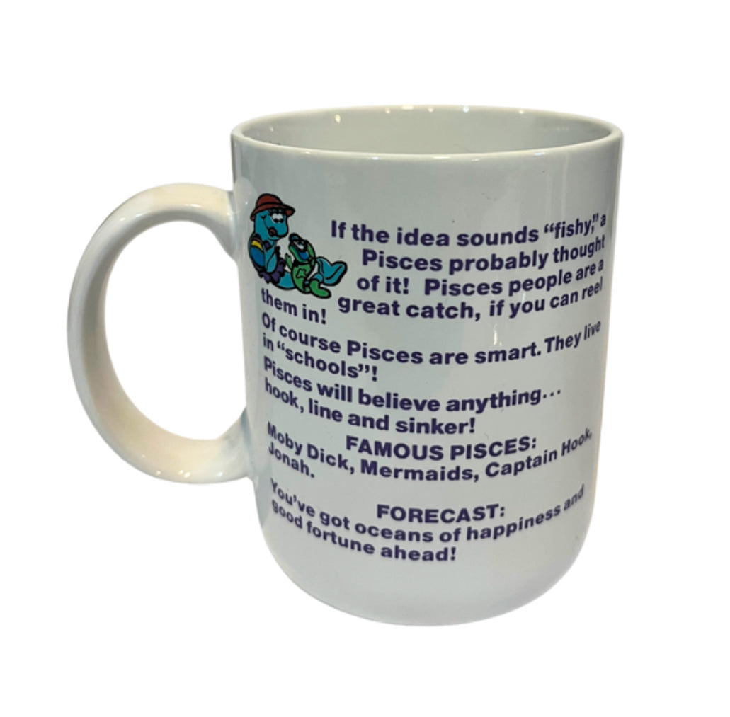 Vintage 90s PISCES Zodiac Sign Fish Humor Coffee Mug