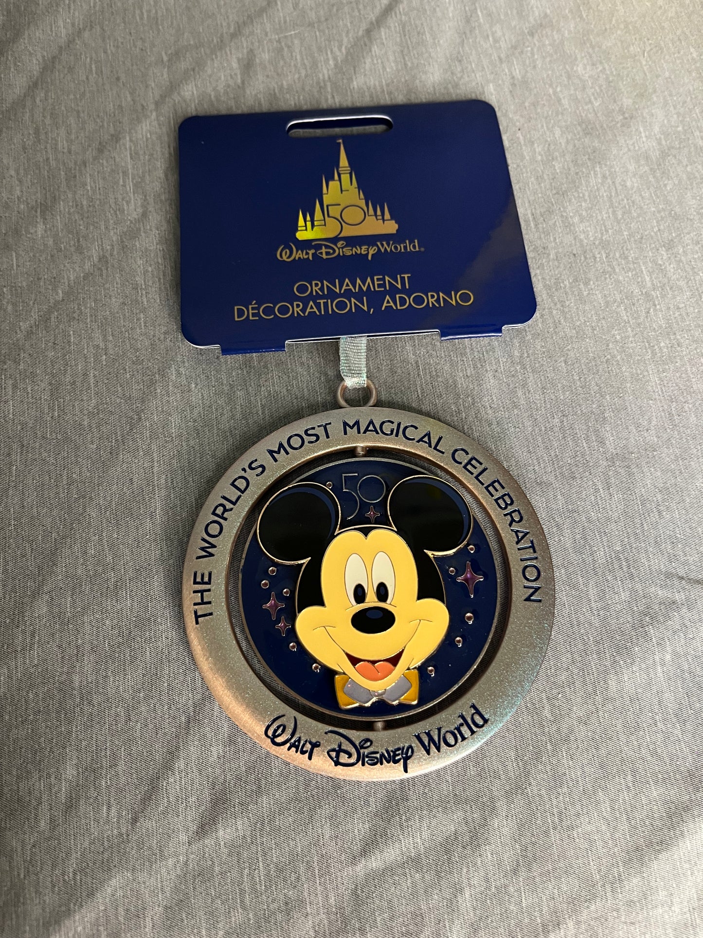 Walt Disney World Mickey Mouse 50th Anniversary Rotating Christmas Ornament