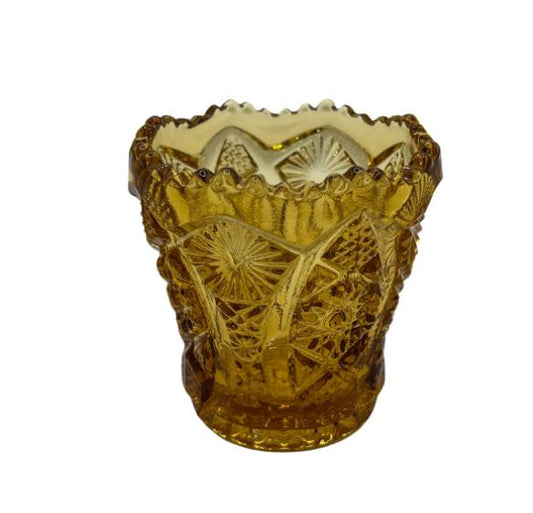 VNT Imperial Glass Co. Dark Amber Starburst Toothpick Holder