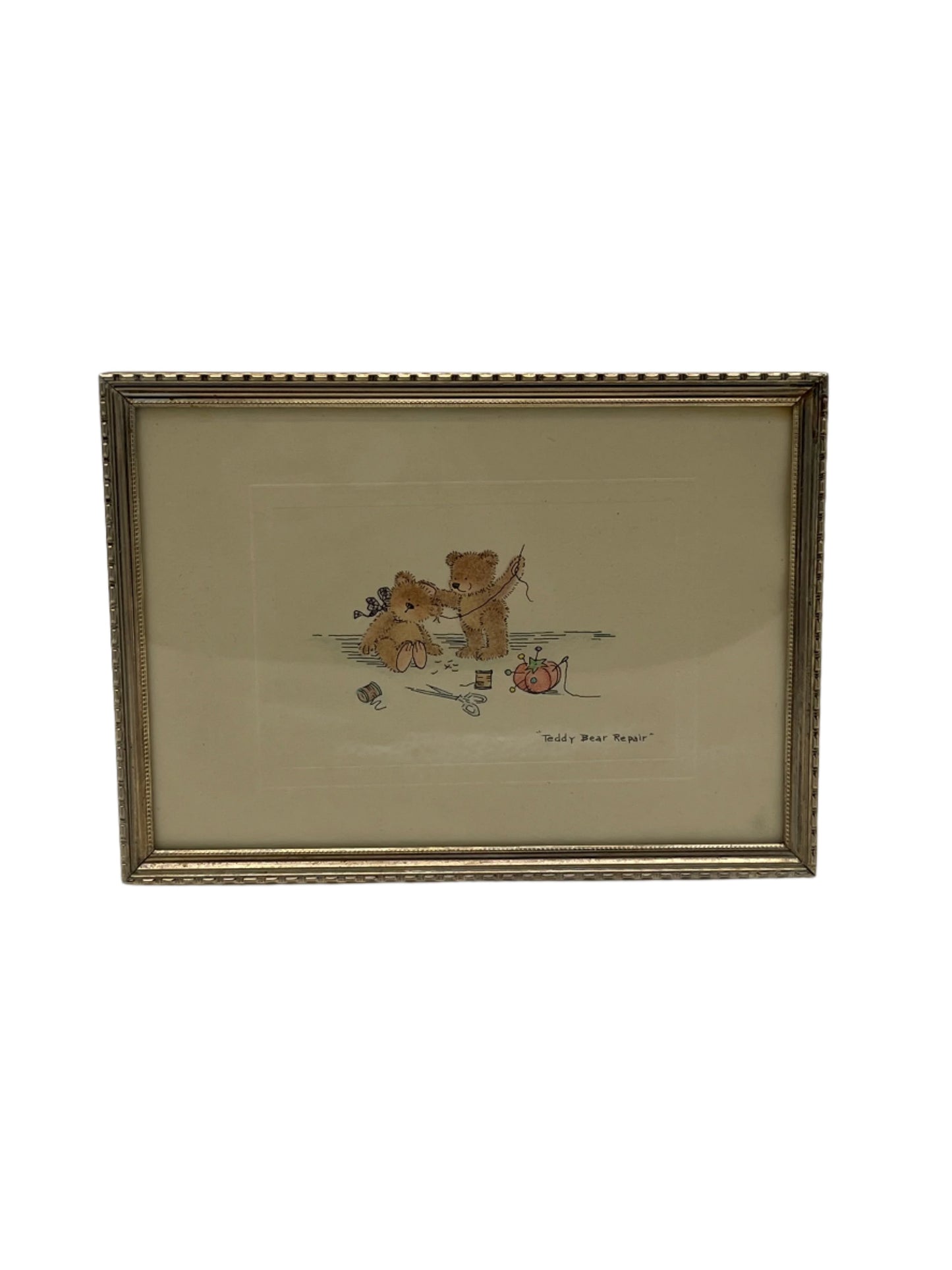 Vintage Teddy Bear Repair Hallmark Art in Frame