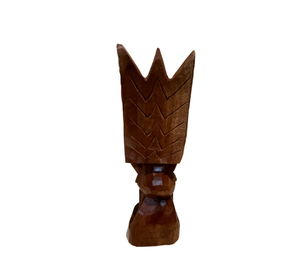 12.25" Makana Hut Tiki Hand Carved Feminine Tropical Art Statue