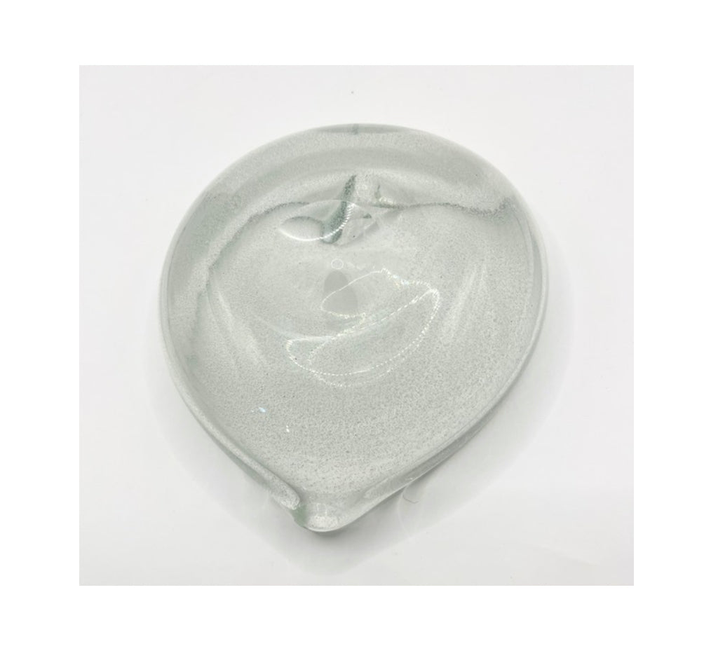 Murano Glass Heart Shaped Bowl with Sugar Crystal Internal Texture